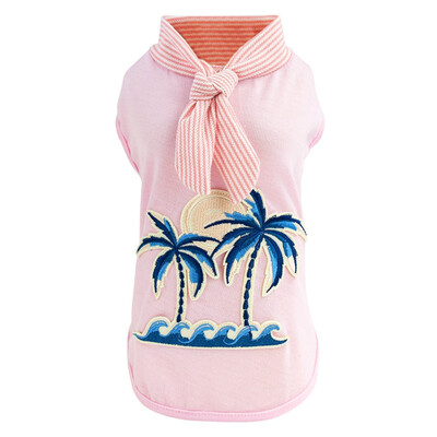 

Pet Spring Summer Coconut Tree Embroidered cotton soft Dog Vest shirt Small Medium Dogs Short Sleeves T-shirt Pet Products