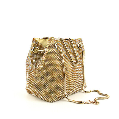 

Tailored Women Evening Bag Net Diamond Sequins Skewed Bucket Bag Handbag Chain Bag