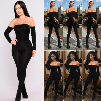 

Womens Off Shoulder Clubwear Playsuit Bodysuit Party Jumpsuit Romper Trousers