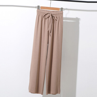 

Fashion Women Leisure High Waist Trousers Loose Pants Pure Color Ninth Pants