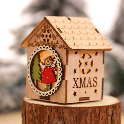 

Siaonvr LED Light Wood House Cute Christmas Tree Hanging Ornaments Holiday Decoration