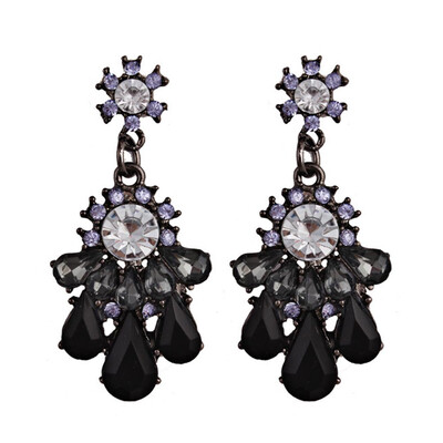 

Crystal Flowers Earrings Long Drop Earrings Dangle Style Long Selling Earrings Alloy Long Section