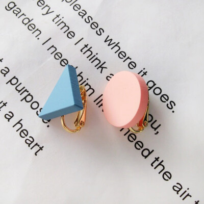 

Women Clip Earrings Ethnic Style Retro Simple Geometric Wild Jewelry Colorful Stud Ear Clips Earrings Modern Jewelry Gifts