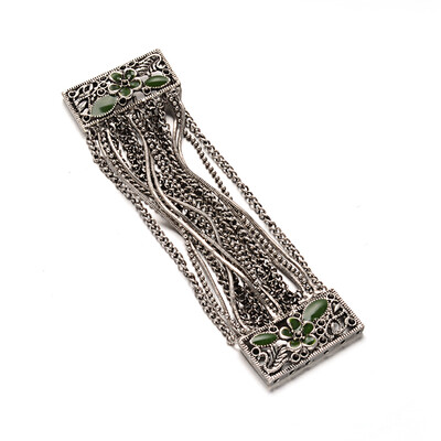 

Tibetan Style Alloy Enamel Bracelets Making Cadmium Free & Lead Free & Nickel Free DarkGreen 105110x30x4mm