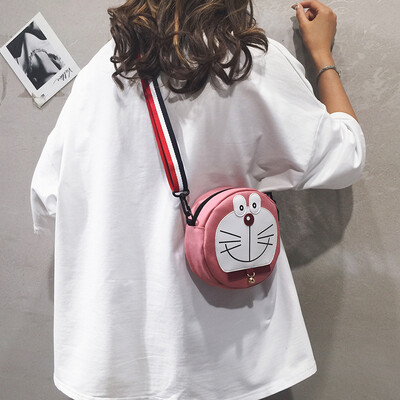 

Cartoon small bag female 2019 new wave Korean version of the wild cute ocean round bag student canvas shoulder Messenger bag