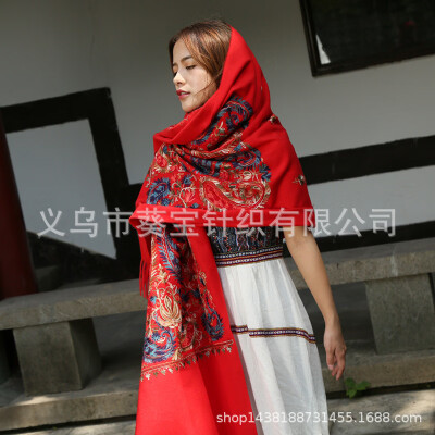 

New thickening stars&moon cashews cashmere embroidery embroidery scarf national wind scarf shawl dual-use female autumn&winter