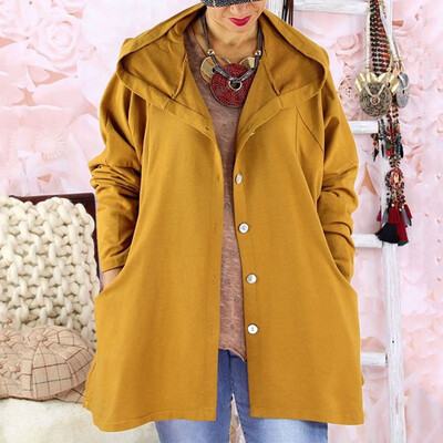 

2019 Autumu&Winter Fashion Women Thin section Solid color Causual Hooded Windbreaker coat