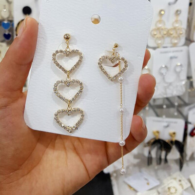 

Earring Diamond-Shaped Asymmetrical Long Section Simple Pearl Female Earrings