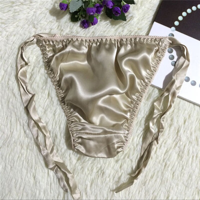 

Womens Shiny Satin Ruffled Panties Thong Lace Up Sissy Briefs Bikini Underwear