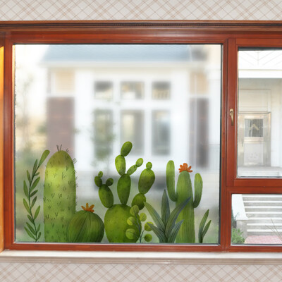 

Fresh Cactus Movable PVC Window Film Wall Sticker Matte