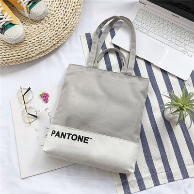 

Tailored Female Color Matching Canvas Bag Student Fashion Wild Tote Letter Shoulder Bag