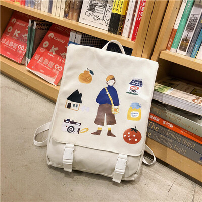 

Ins wind bag female college students Korean high school girl Japanese canvas junior high school backpack backpack backpack