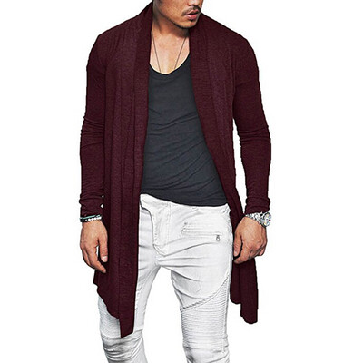

Mens Ruffel Collar Cardigan Open Front Long Draped Cape Lightweight Outwear