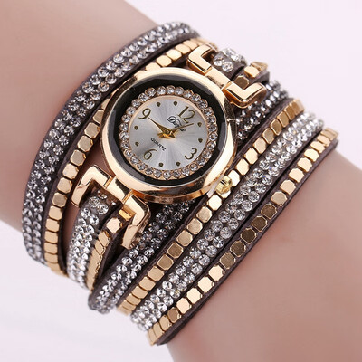 

DUOYA D099 Ladies Fashion Gold Rhinestone Luxury Jewelry Dress Watches