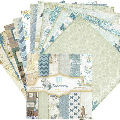 

〖Follure〗Stamped Paper Pattern 24 Sheets Vintage Scrapbooking Stamped Paper Flowers Roman