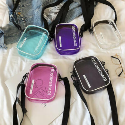

New Women Transparent PVC Clear Chain Cross Body Bag Tote Shoulder Handbag Purse