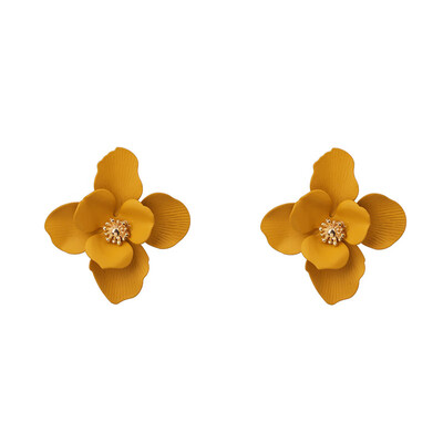 

New Korean Fashion Charm yellow white Flower Earrings For Girls Women Elegant Party Statement Brincos Bijoux Gift