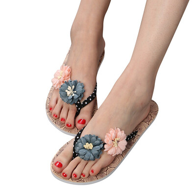 

Rose Summer Womens Non-Slip Flower Flip Flops Sandals Flat Beach Slippers Shoes