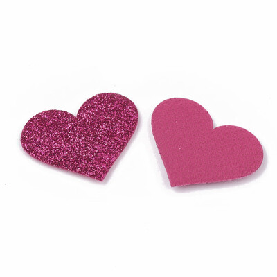 

Glitter PU Patches with Non Woven Fabric Back&Sponge Inside Heart MediumVioletRed 28x3536x3mm