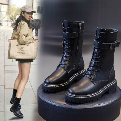 

Womens boots autumn&winter new British style thick with thick leather Martin boots student