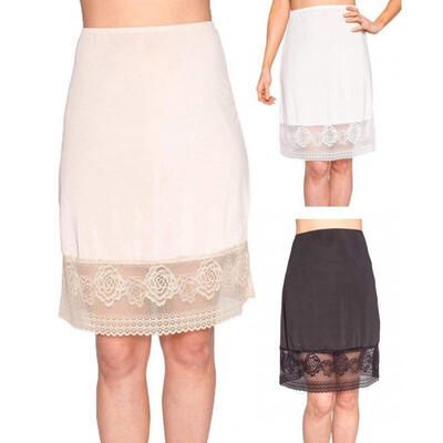 

2018 Women High Waist Lace Underskirt Petticoat Pencil Skirt Knee Length Dress BlackWhiteBeige