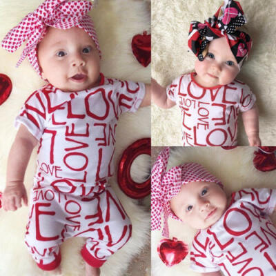 

USA Infant Baby Girl LOVE Romper Jumpsuit Bodysuit Outfit Kids Clothes Christmas