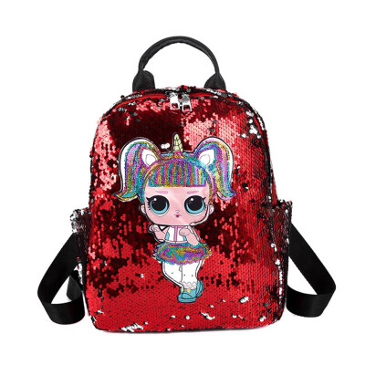

Fashion Sequin Pu Shoulder Bag Children Bag School Backpacks