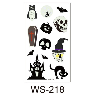 

New Style Cute Funny Halloween Cartoon Luminous Eco-friendly Tattoo Waterproof Safety Sticker