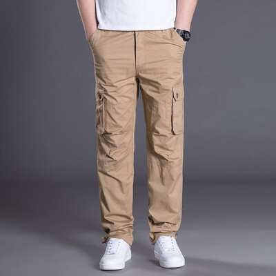 

Gobestart Mens Summer New Style Outdoor Multi-Pocket Overalls Straight Sports Pants