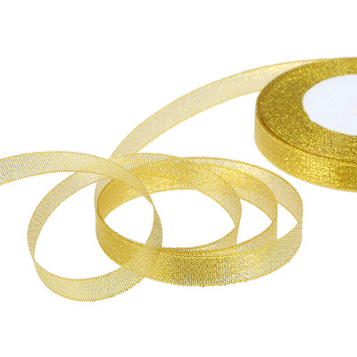 

25 YardsRoll 6mm12mm25mm Width Gold Silver Glitter Ribbon Luster Silk Satin Ribbon Wedding Party Decoration DIY Webbing Invitat