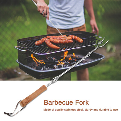 

Greensen 4Pcs Stainless Steel BBQ Grilling Forks Outdoor Picnic Camping Barbecue Roasting Skewer