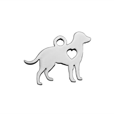 

304 Stainless Steel Charms Dog Stainless Steel Color 11x155x1mm Hole 15mm