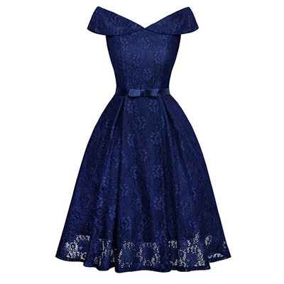 

Women\s Dress With Shoulder Bow And Lace Pendant Dress