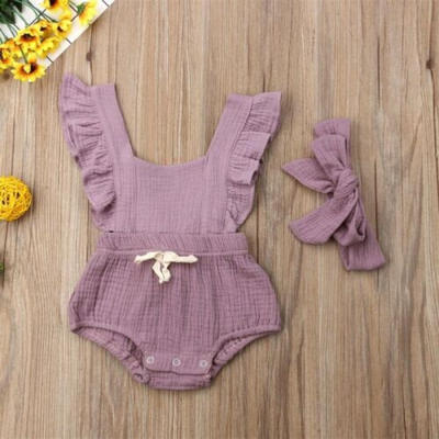 

US Newborn Baby Girl Summer Ruffle Solid Romper Bodysuit Jumpsuit Outfit Clothes