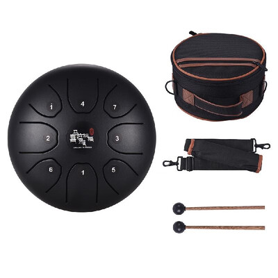 

8 Inch Compact Size 8-Tone Steel Tongue Drum C Key Percussion Instrument Hand Pan Drum with Drum Mallets Carry Bag