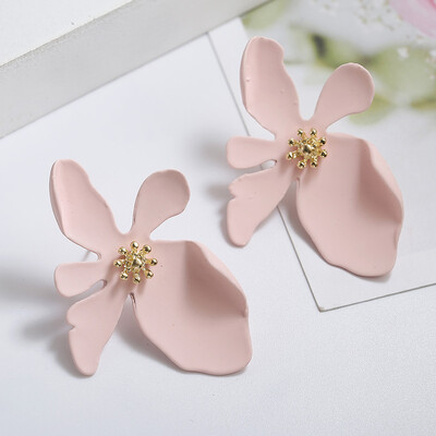 

Korea New Design Big Acetic Acid Acrylic Irregular Metal Flower Big Stud Earrings For Women Girls Fashion Jewelry Earring