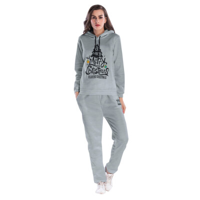 

Tailored Christmas Women O-neck Long-Sleeve Print Sports Suit Sweatshirt Blouse And Pant