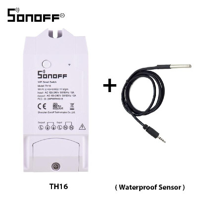

SONOFF TH16 WiFi Wireless Smart Switch Monitoring Temperature Humidity Wireless Home Automation Kit Works With Amazon Alexa Google