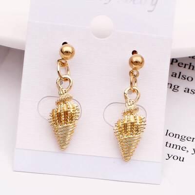 

EK646 Bohemian Sea Shell Drop Earrings For Women Metal Starfish Conch Shell Cowrie Statement Earrings 2019 Summer Beach Jewelry