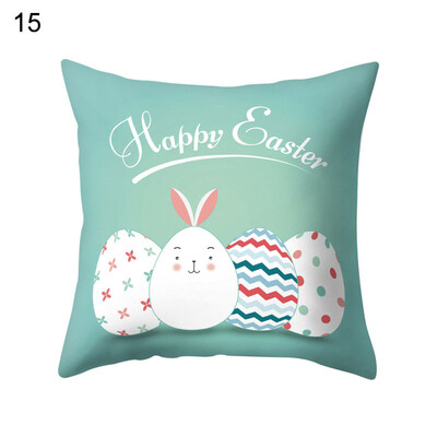 

Happy Easter Rabbit Bunny Egg Pillow Case Sofa Bed Car Cafe Office Cushion Cover