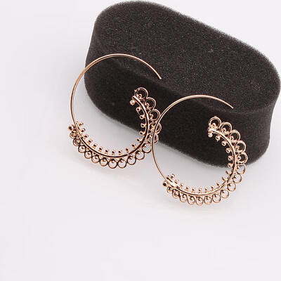 

E0447 Ethnic Jewelry Swirl Hoop Earring For Women Brincos Gold Color Geometric Earrings Steampunk Style Statement Party Jewelry
