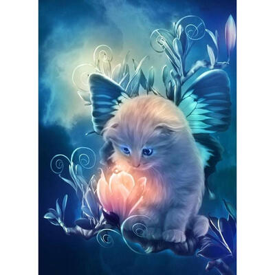 

5D DIY Diamond Painting Cat Flower Cross Stitch Embroidery Rhinestones Kits