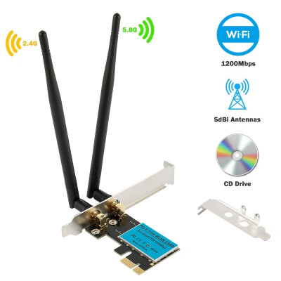 

1200Mbps PCI-E Wireless WiFi Card 24G5G Dual Band Network Adapter for Desktop