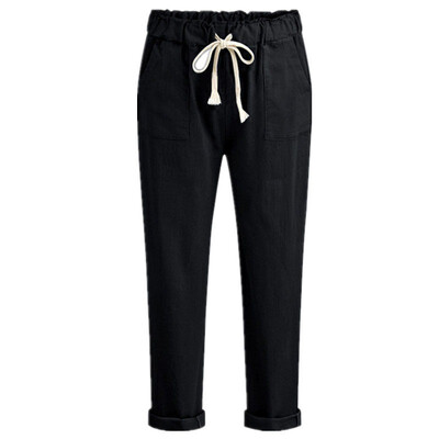 

New Women Casual Loose Long Trousers Spring Autumn Big Size Solid Elastic Waist Pants Ankle Length Pencil Pants