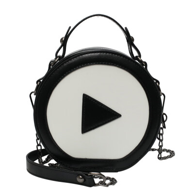 

2019 new round solid color ladies Messenger bag designer start button round large capacity shoulder bag pu portable chain bag