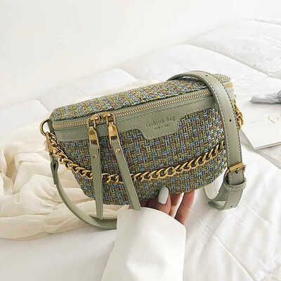 

Tailored Women 2019 New Pocket Fashion Chest Bag Woven Shoulder Bag Messenger Phone Bag