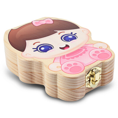 

Cute Printed Wooden Baby Teeth Storage Case Deciduous Souvenir Container Box