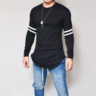 

Mens Long Sleeve Blouse Tops T-Shirt Basic Crew Neck Slim Fit Muscle Clothing