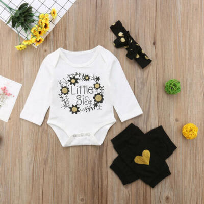 

3PCS Newborn Infant Baby Girls Clothes Romper Jumpsuit BodysuitPants Outfit Set