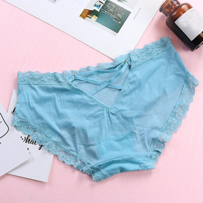 

Sexy Women Lace Edge Panties Underwear Soft Briefs Underpants Ultra-Thin Breathable Low Rise Seamless Silk Triangle Briefs